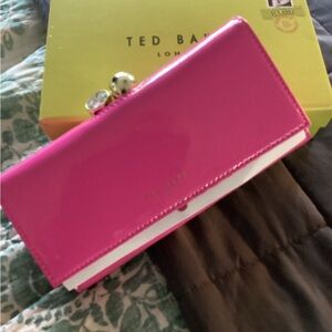 Ted Baker Hot Pink Patent Kiss-Lock Wallet
